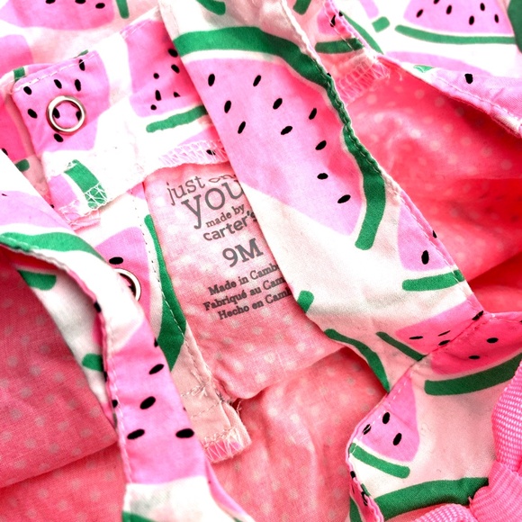 Baby Dress Girls Size 9m Watermelon Snap Buttons Pink Children Kids Summer - Picture 7 of 8